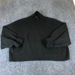 H&M Sweater Men's 2XL Black Wool Tight Knitted Oversized Raglan Sleeve Mock Neck